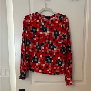 Marni Red and Black Geometric Blouse